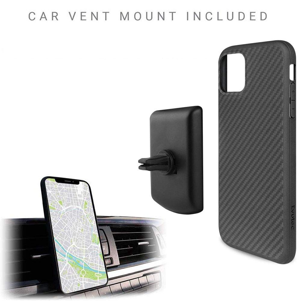 Evutec Karbon iPhone 11 Pro Max 6.5 Inch, Unique Hard Smooth Heavy-Duty Phone Case Cover Real Aramid Fiber Strong Protective Slim 1.6mm Durable (Black)-AFIX+ Free Vent Mount