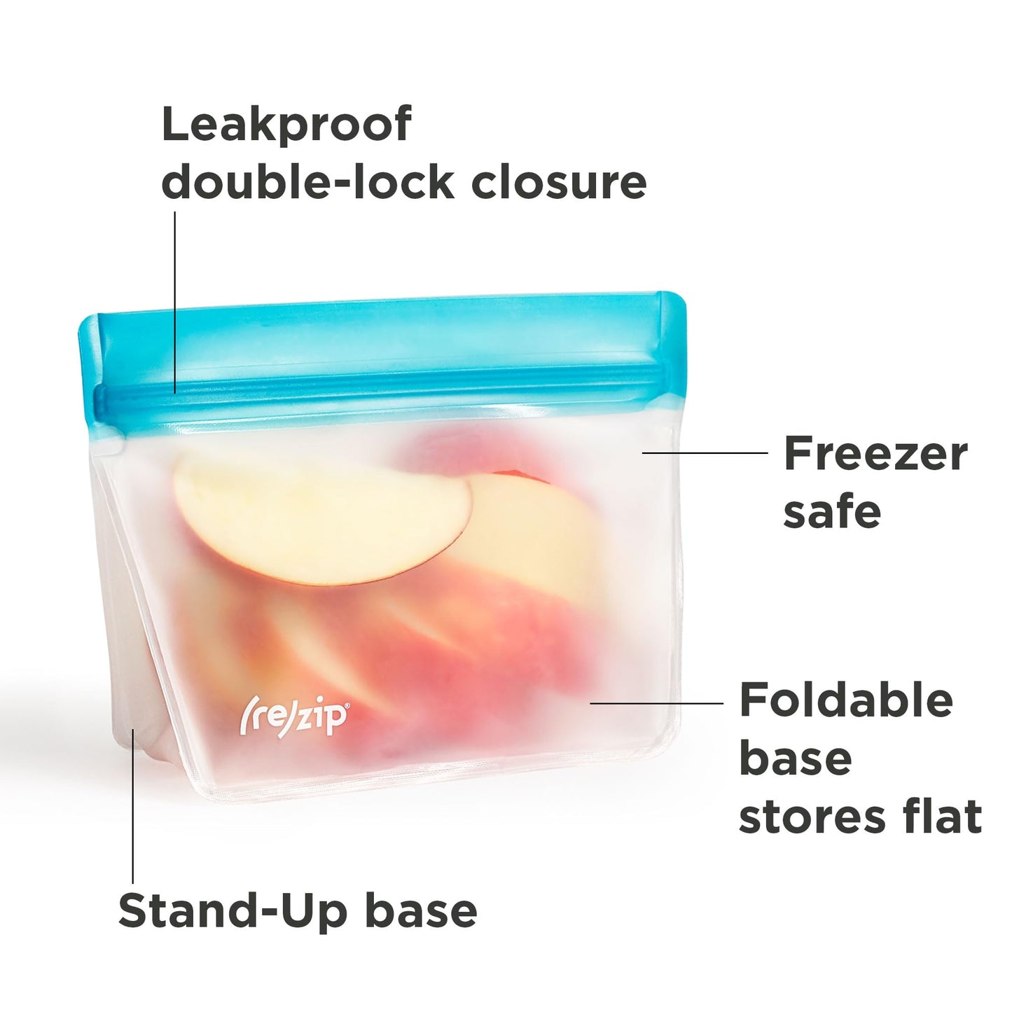 rezip 5-pack Stand-Up Reusable Bag Bundle | BPA-Free, Food Grade, Leakproof, Freezer and Dishwasher Safe | 5 Snack-Size Bags (1-Cup / 8-Oz) | Jewel Tones