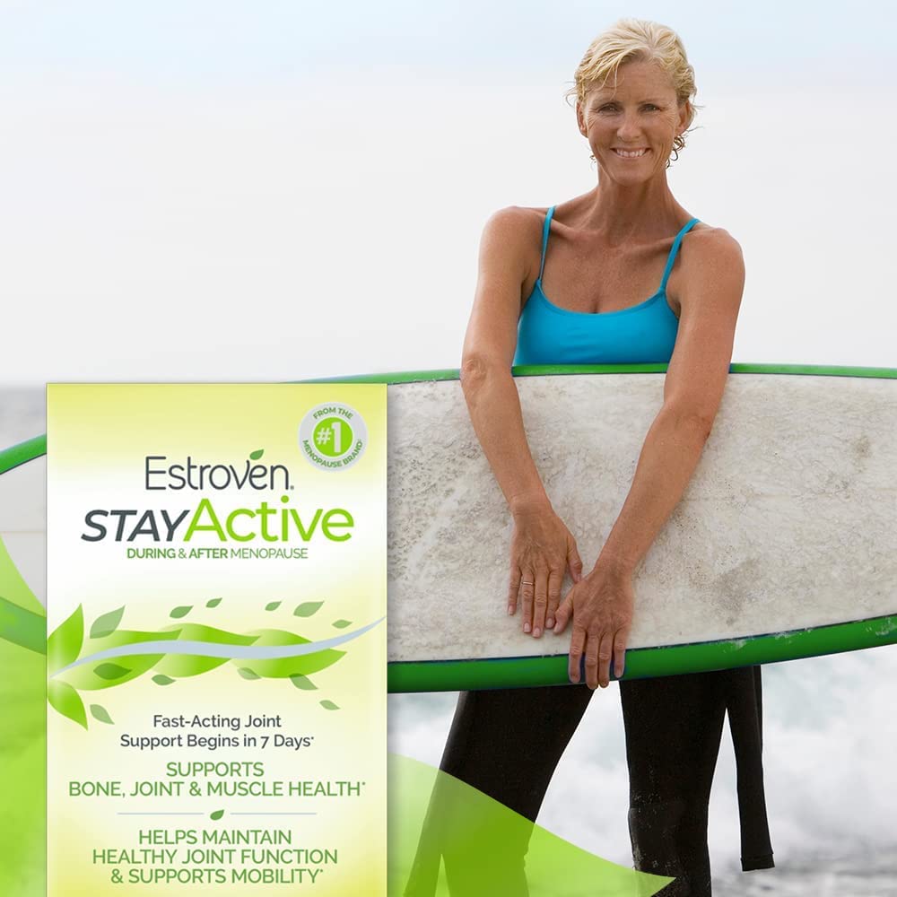Estroven Stay Active, Fast-Acting Joint Support in Less Than 7 Days for During and After Menopause, Supports Bone, Joint & Muscle Health*, Non-GMO, 30 Count