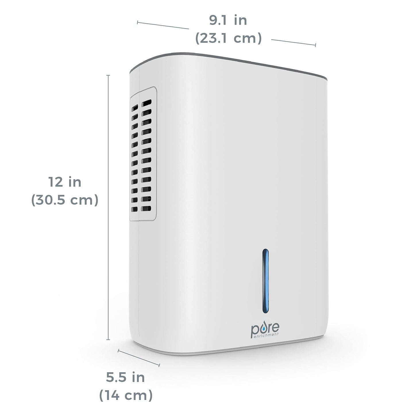 Pure Enrichment PureDry Deluxe Dehumidifier - Mid-Sized 1.5L Water Tank Eliminates 500ml/day in Excess Moisture from Closets, Bathrooms, Basements, Boats, Kitchens and Other Small to Mid-Sized Areas