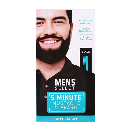 Men’s Select 5 Minute Mustache & Beard Black Brush-In Facial Hair Dye with Brush Included