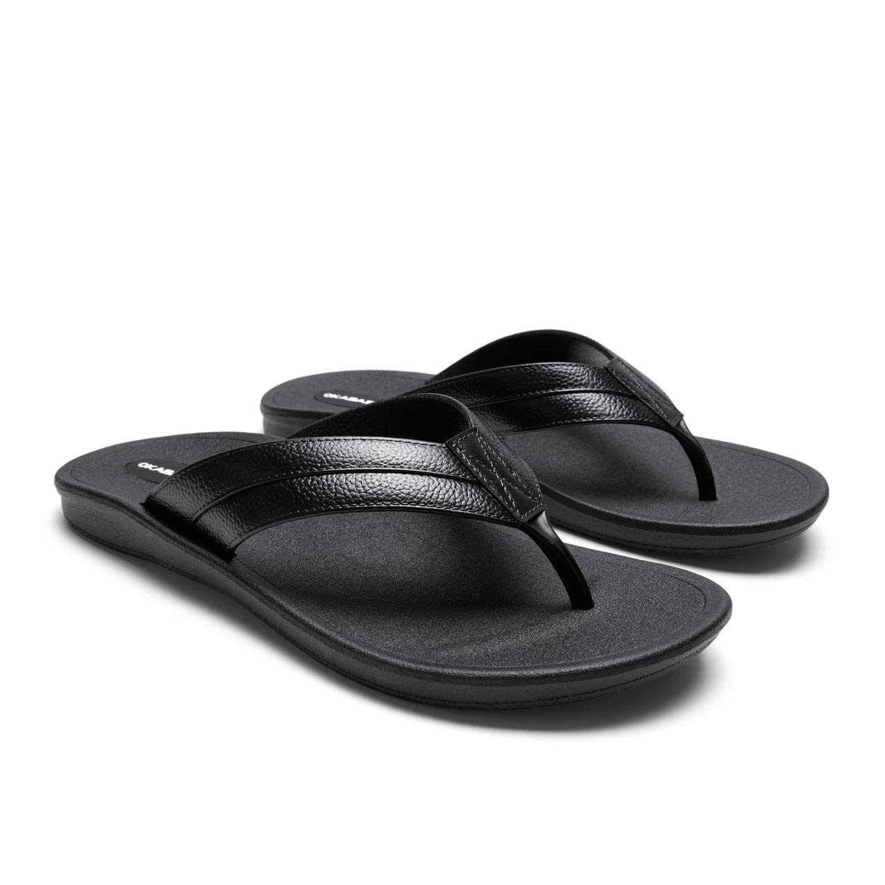 OKABASHI Men's Voyager Flip Flop (Black, 10) | Sculpted Footbed w/Nonslip Grip | Slip Resistant & Waterproof | Sustainably Made in the USA