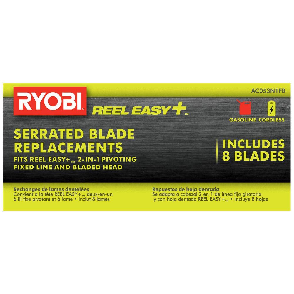 RYOBI AC053N1FB Replacement Blades for 3-in-1 for Fixed String Trimmer Head (8-Pack)