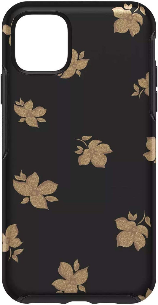 OtterBox Symmetry Series iPhone 11/XR Case - Once & Flor-AL Black and Gold Flower Design, Apple Phonecase, Slim Fit, Raised Screen Bumper, Wireless Charging Compatible