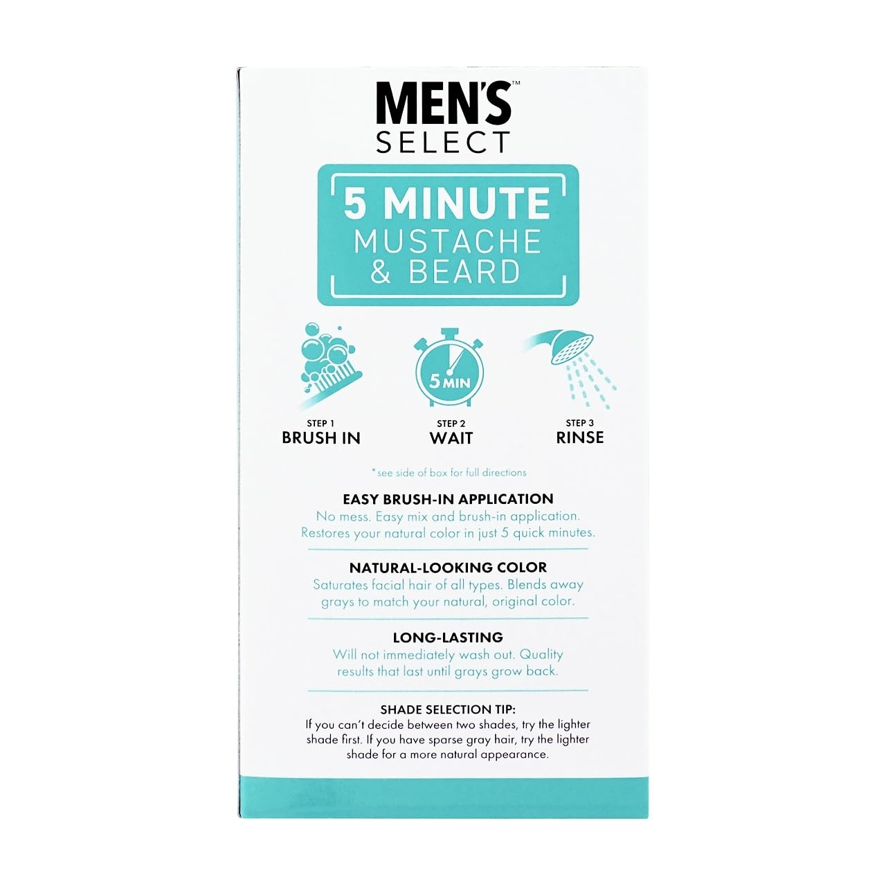 Men's Select 5 Minute Mustache & Beard Dark Brown Brush-In Facial Hair Dye with Brush Included