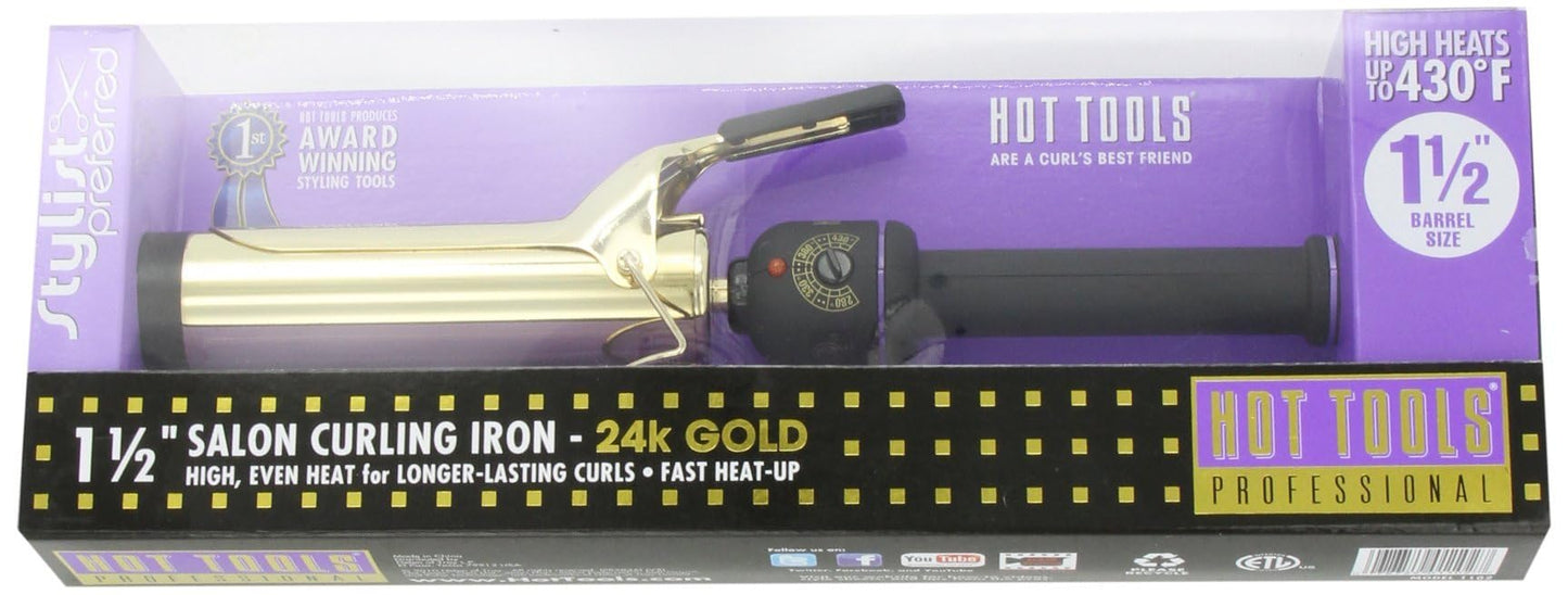 Hot Tools Professional 1102 Curling Iron with Multi-Heat Control, Big Bumper 1-1/2"