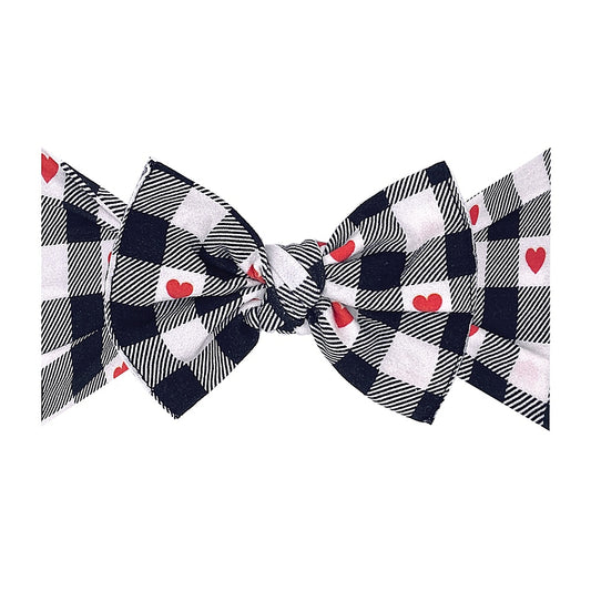Baby Bling Plaid Black/ White with Hearts Baby Head Band