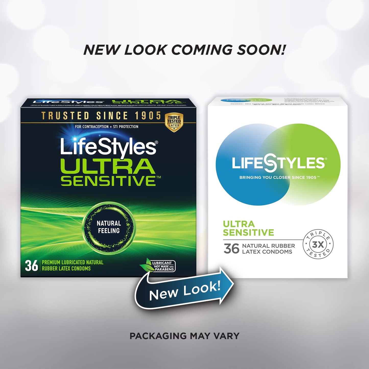 Lifestyles Ultra-Sensitive Condoms, Lubricated Latex, 36 Count