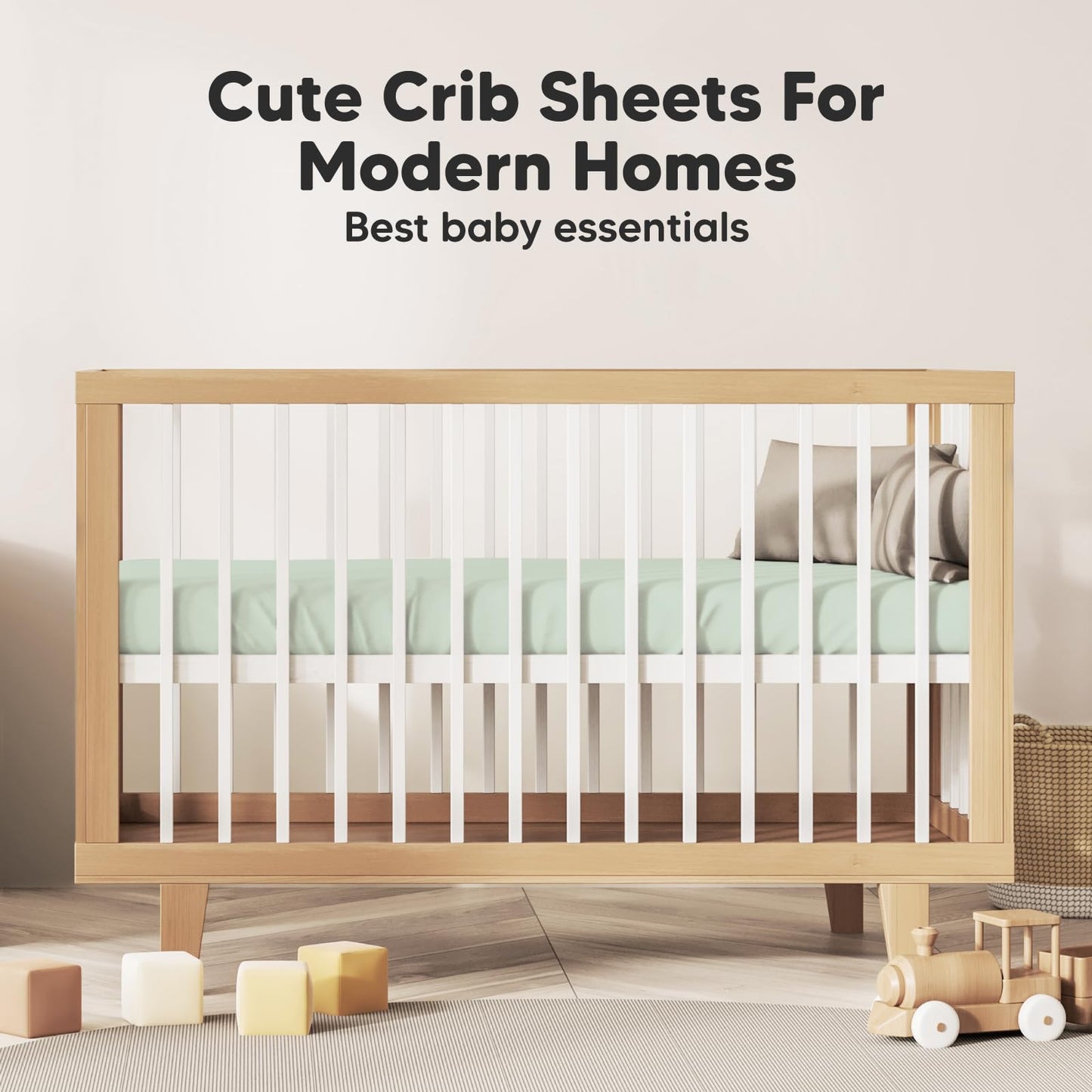 2-Pack Organic Crib Sheets for Boys, Girls - Jersey Fitted Crib Sheet, Baby Crib Sheets Neutral, Crib Mattress Sheet, Cotton Crib Sheets, Breathable Crib Sheet, Baby Mattress Sheets (Sage)