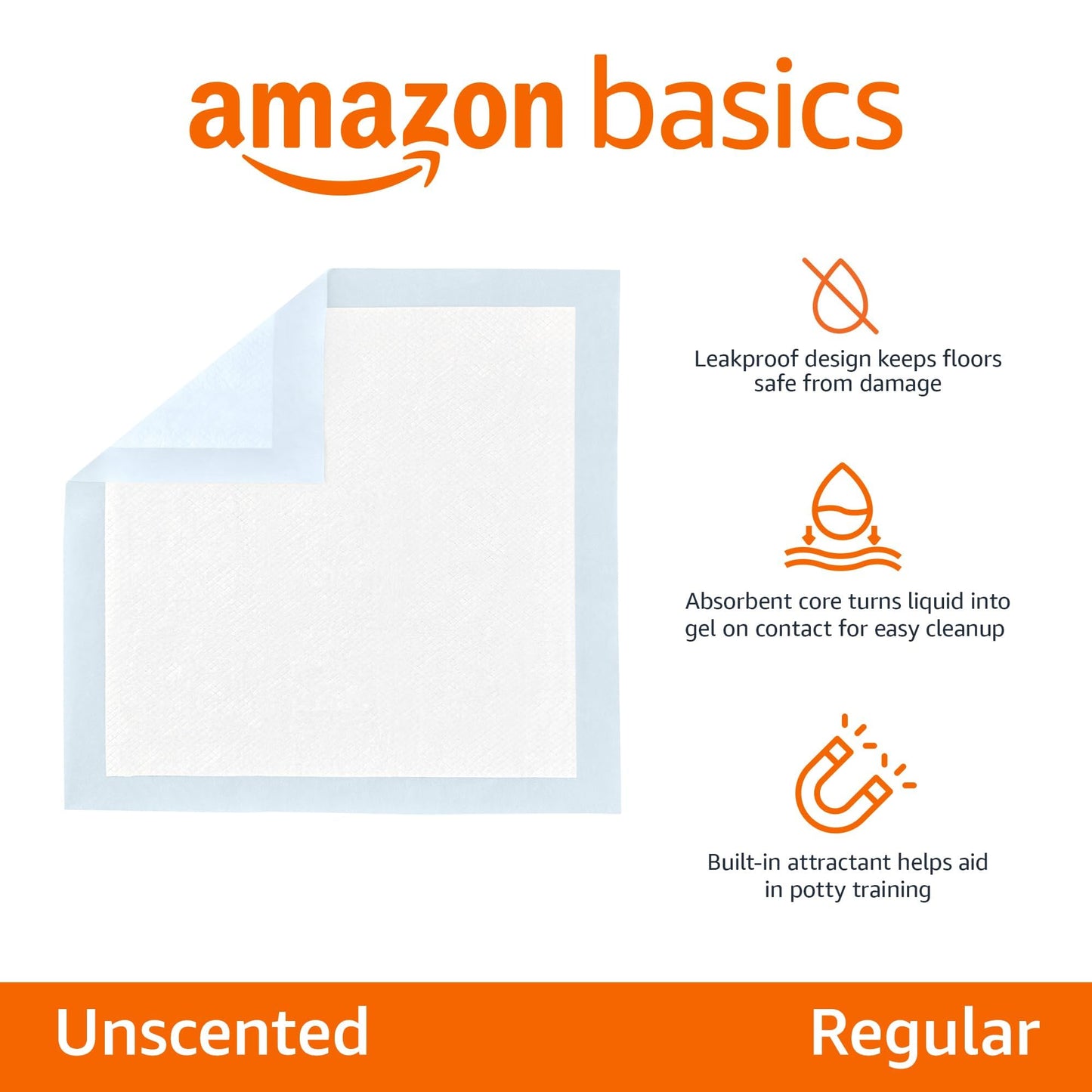 Amazon Basics Dog and Puppy Pee Pads with Leak-Proof Quick-Dry Design for Potty Training, Standard Absorbency, Regular Size, 22 x 22 Inches, Pack of 100, Blue & White - Like New