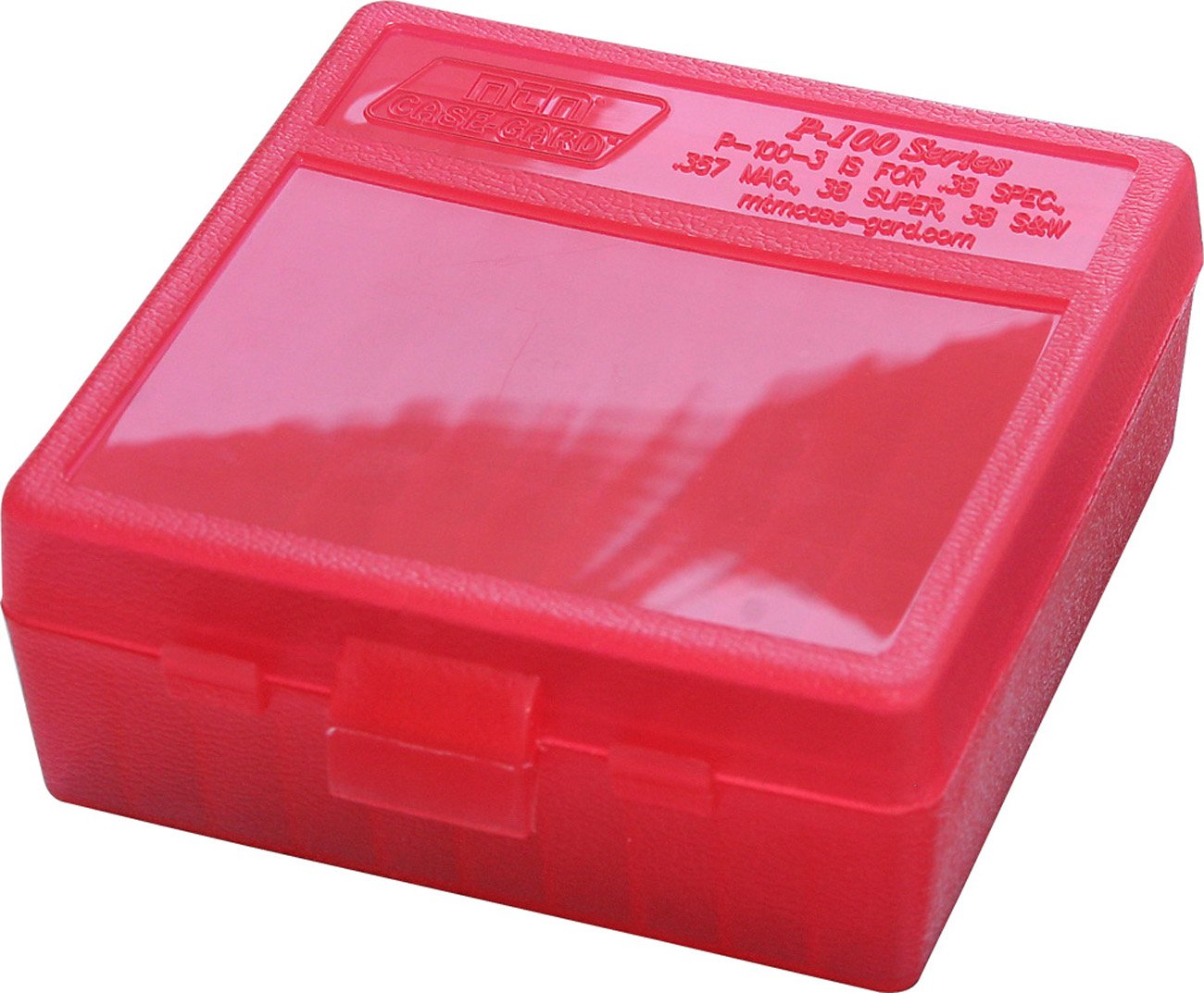 MTM 100 Round Flip-Top Ammo Box 38/357 Cal (Clear Red)