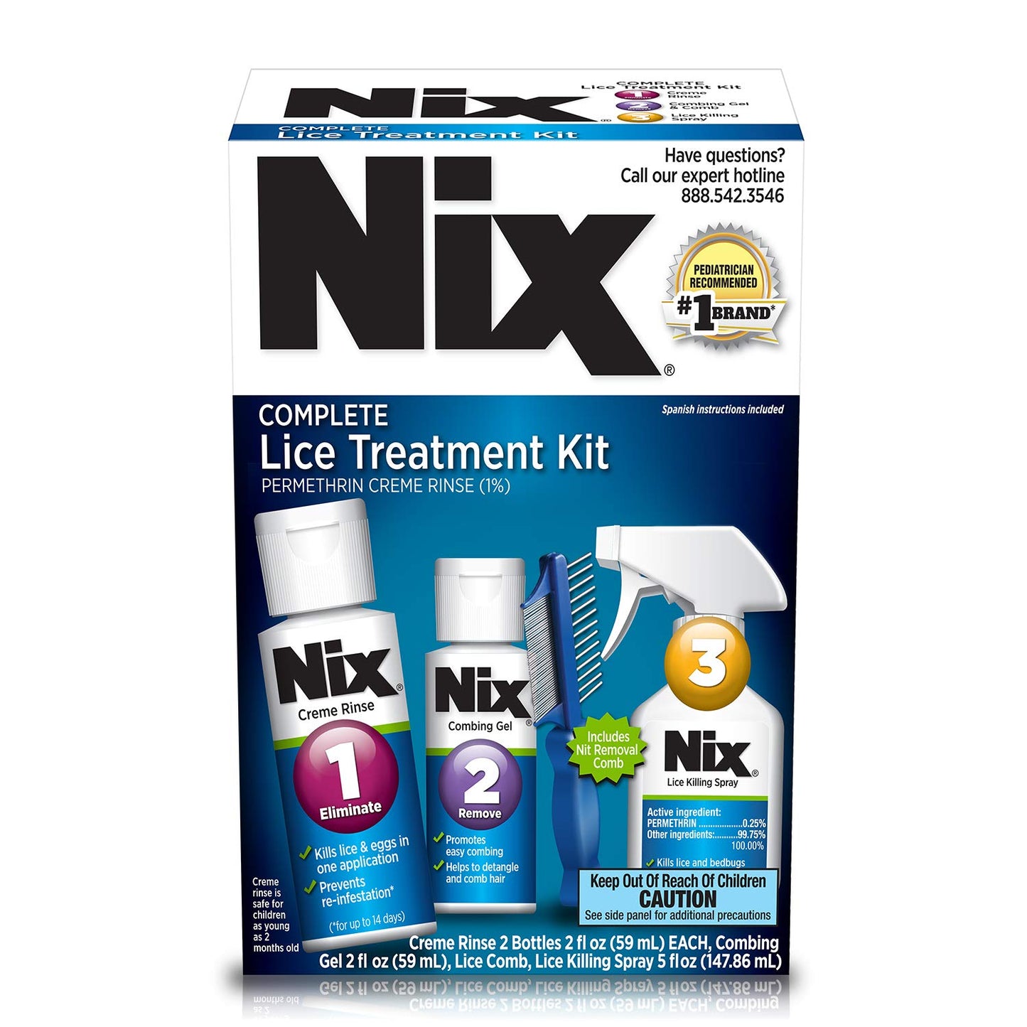 Nix Complete Lice Elimination Kit | Maximum Strength | Kills Lice and Eggs While Preventing Re-Infestation | Includes Creme Rinse, Combing Gel, and Nit Removal Comb - Amazon Vine