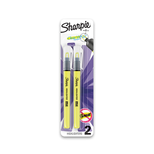 SHARPIE Clear View Highlighter Stick, Yellow, 2/Pack (1950744)