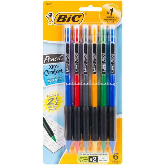 Bic MPGP61-BLACK .7mm Matic Grip Mechanical Pencil Assorted Colors 6 Count