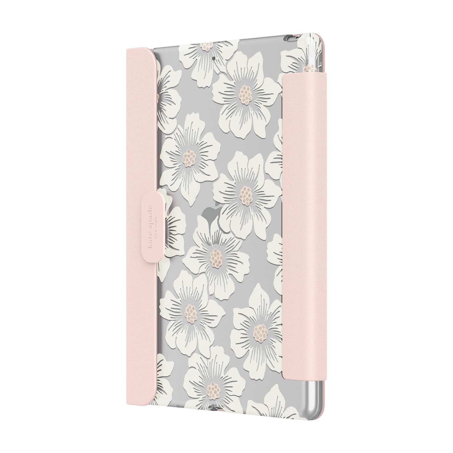 Kate Spade New York Protective Folio Case for iPad 10.2" (9th, 8th & 7th Generation) - Hollyhock/Blush/Clear/Blush Lambskin/Blush Tonal Closure
