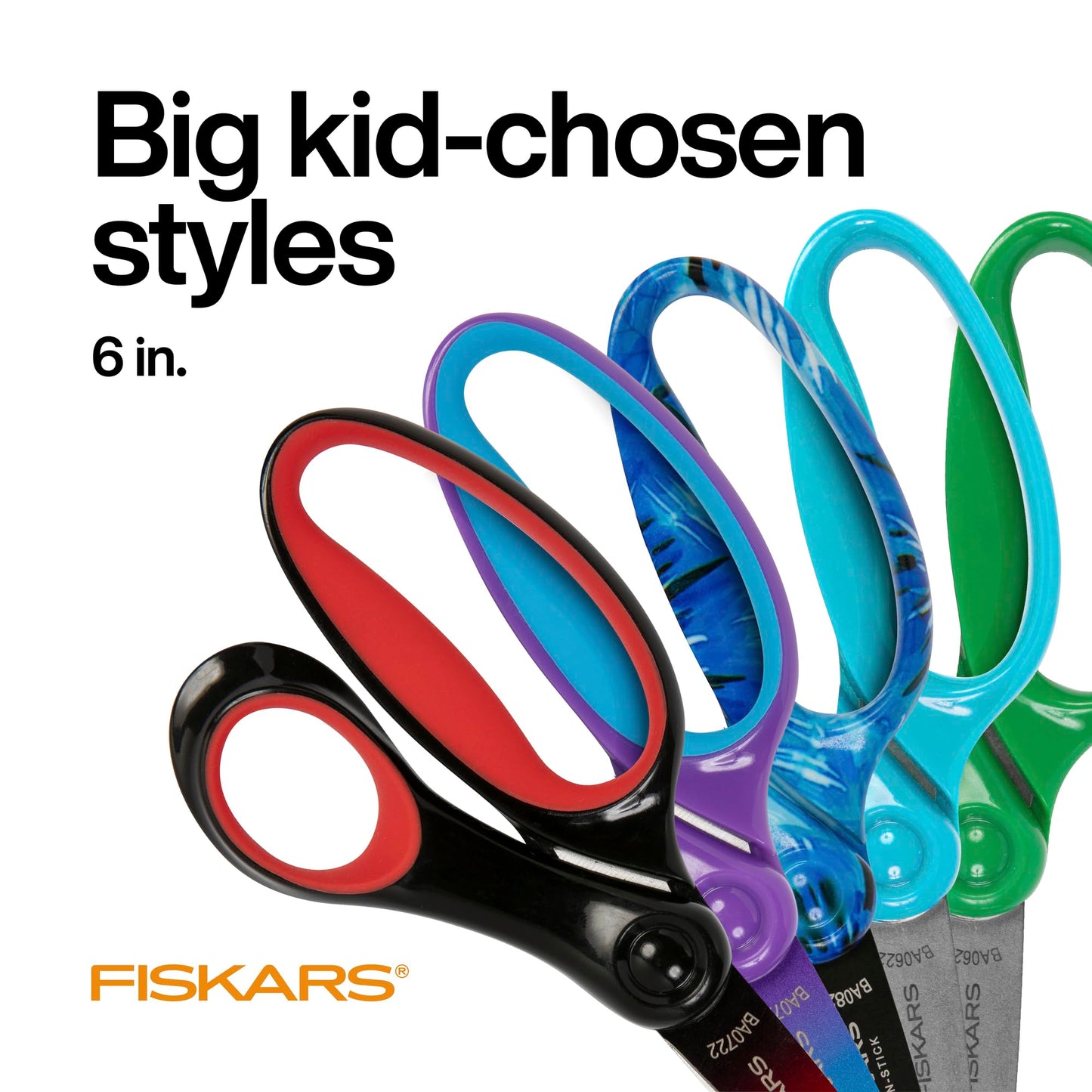 Fiskars Softgrip 6" Big Kids Scissors, For Ages 8+, For School or Crafting, Ombre, Turquoise-Purple
