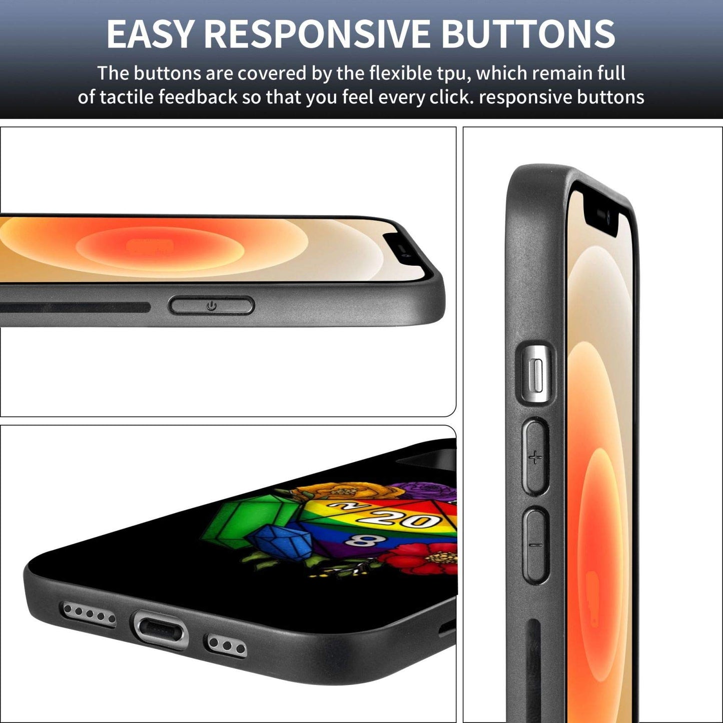 Ycshs Case for iPhone 12 Case Pride Rainbow D20 Unique Shockproof Men/Women Mobile Phone Case Cover Iphone12 Pro Max-6.7