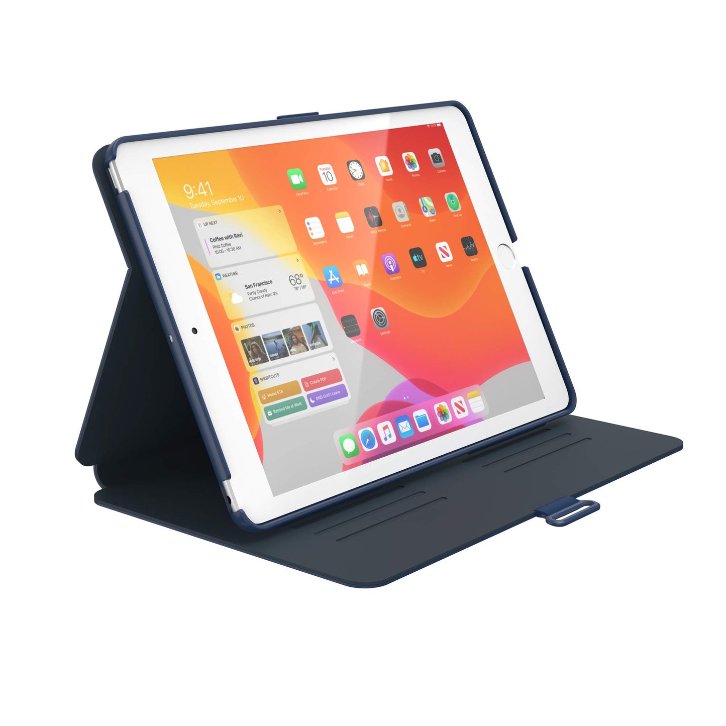 Speck iPad 10.2 Inch Case 2019 - Slim Stand, Hard Back Fits iPad 2020 & 2019 - Multi-Range Stand with Protective, Locking Smart Cover Case for ipad - Costal Blue, Charcoal Grey BalanceFolio