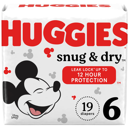 Huggies Size 6 Diapers, Snug & Dry Baby Diapers, Size 6 (35+ lbs), 19 Count