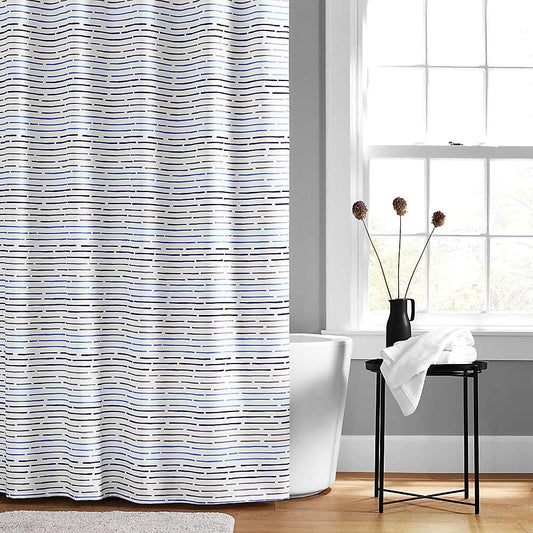 Bed & Bath Broken Lines Standard Polyester Shower Curtain, White with Multicolored Stripes