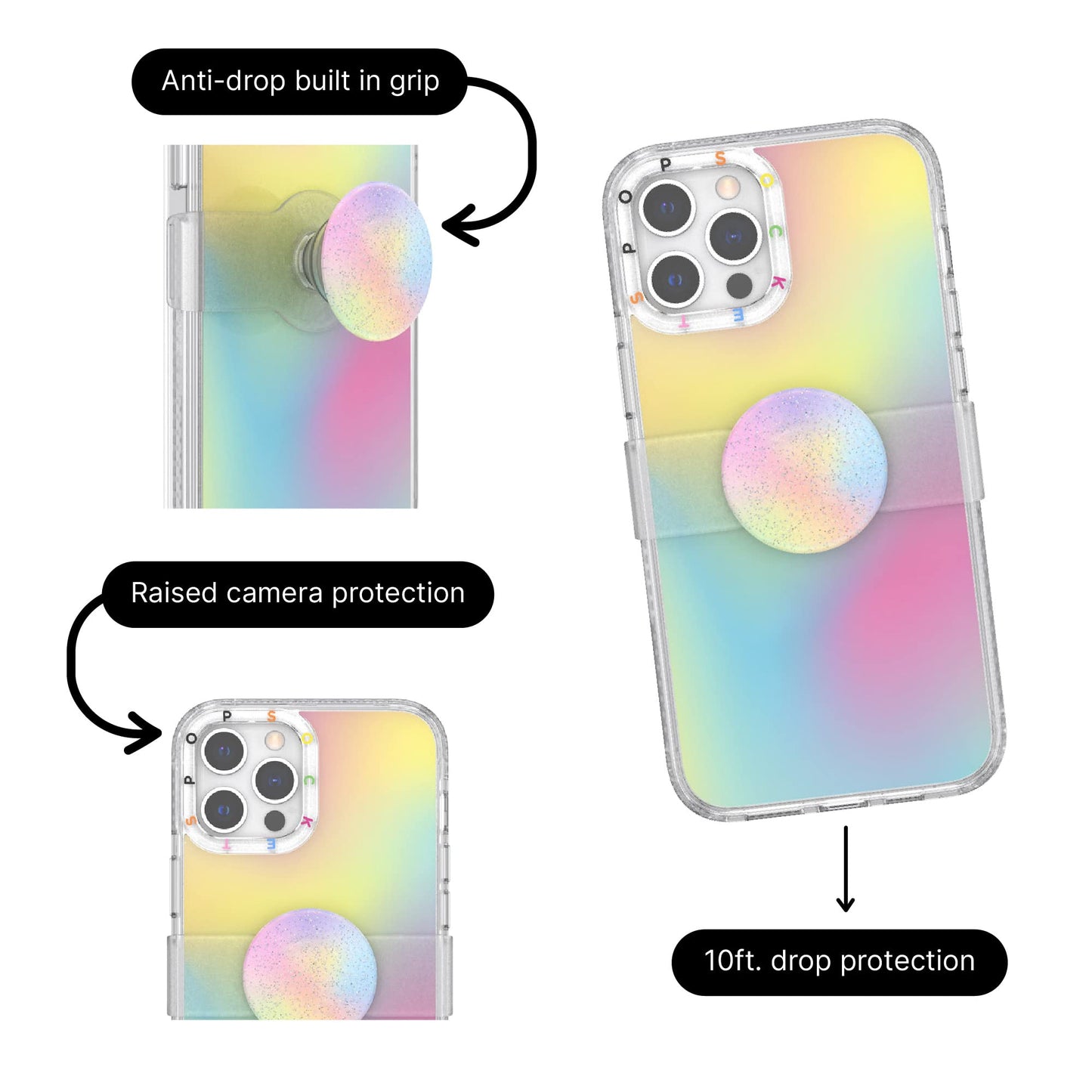 PopSockets Abstract iPhone 12 Pro Max Case with Repositionable Slide Grip and