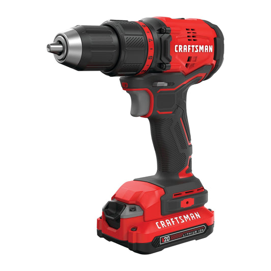 CRAFTSMAN V20 Cordless Drill/Driver Kit, 1/2 inch, Battery and Charger Included (CMCD710C1)