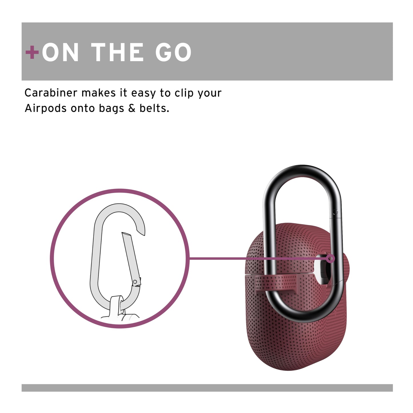 [U] by UAG Compatibile with AirPod Pro Case Soft Smooth Silicone Stylish Dot Pattern Protective Cover with Carabiner Keychain, Aubergine