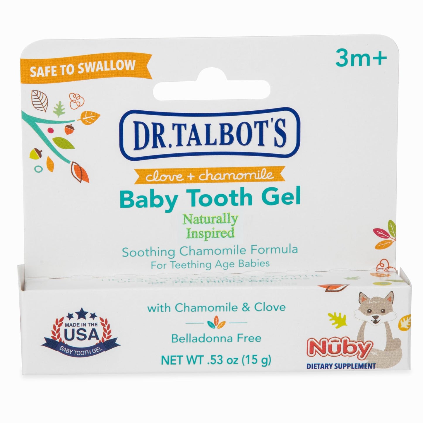 Dr. Talbot's Baby Tooth Gel for Sore Gums, Naturally Inspired, .53 Oz, Benzocaine Free, Belladonna Free