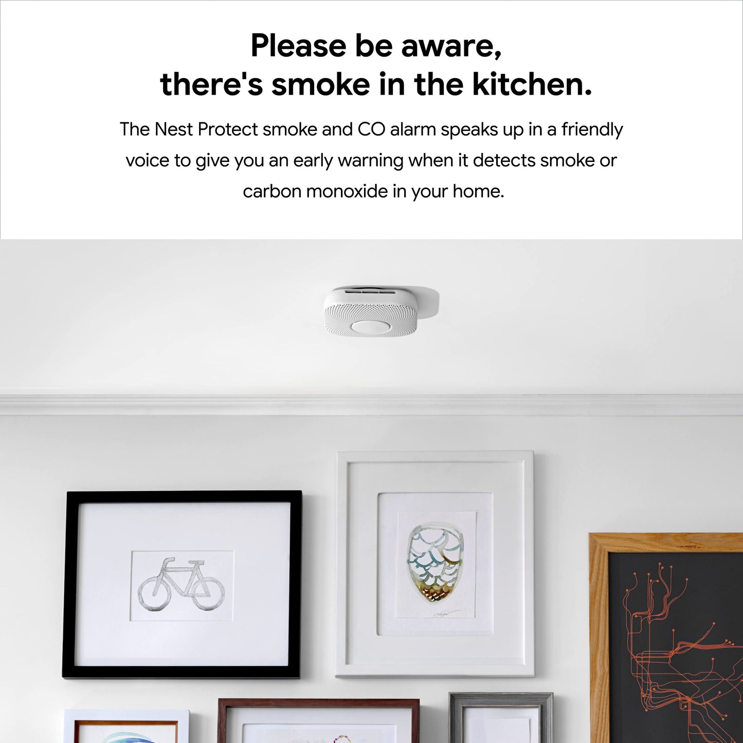Google Nest Protect - Smoke Alarm - Smoke Detector and Carbon Monoxide Detector - Battery Operated , White - S3000BWES