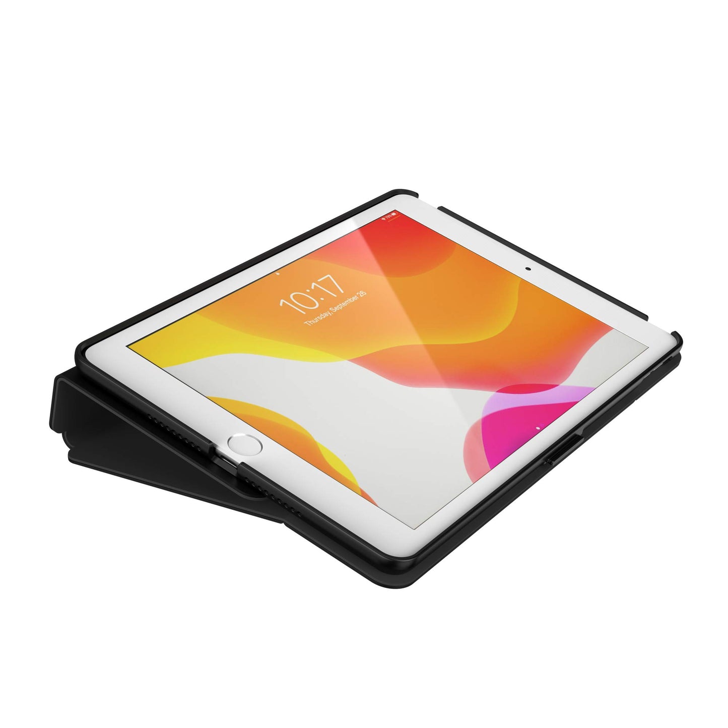 Speck Balance Folio Case for iPad 10.2 Inch (2019-2021) - Drop & Camera Protection, Slim Multi Range Stand, Apple Pencil Holder - Black/Black