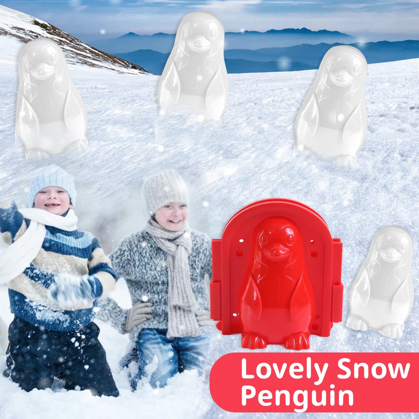 LBAIBB 16Pcs Snow Ball Makers Toys with Handle for Boys Girls of Duck Penguin Snowman for Kids Adults Outdoor Winter Snow Toys Kit with Storage Bag Maker Tool Winter Snow Toys Kit