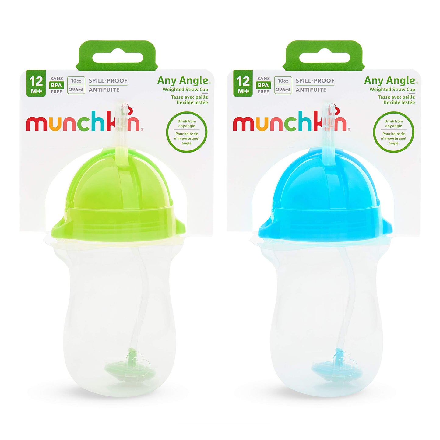 Munchkin® Any Angle™ Weighted Toddler Straw Cup with Click Lock™ Lid, 10 Ounce, Blue