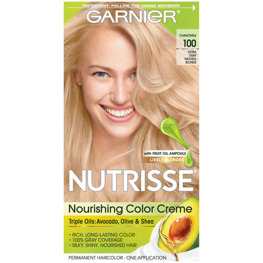 Garnier Nutrisse Nourishing Color Creme, 100 Extra-Light Natural Blonde