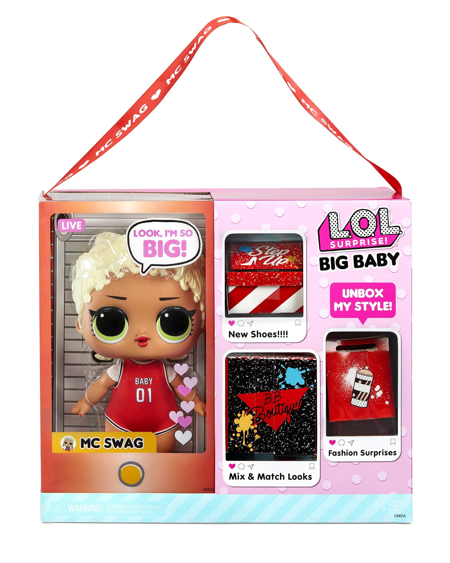 L.O.L. Surprise! Big Baby MC Swag - 11" Large ,Doll with Colorful, Mix & Match Fashion Accessories, Wear and Share Earrings, Collectible Gift for Kids, Toy for Girls Ages 4 5 6 7+ Years Old
