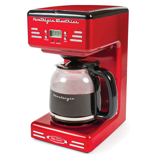 Nostalgia Retro 12-Cup Programmable Coffee Maker With LED Display, Automatic Shut-Off & Keep Warm, Pause-And-Serve Function, Red - Like New
