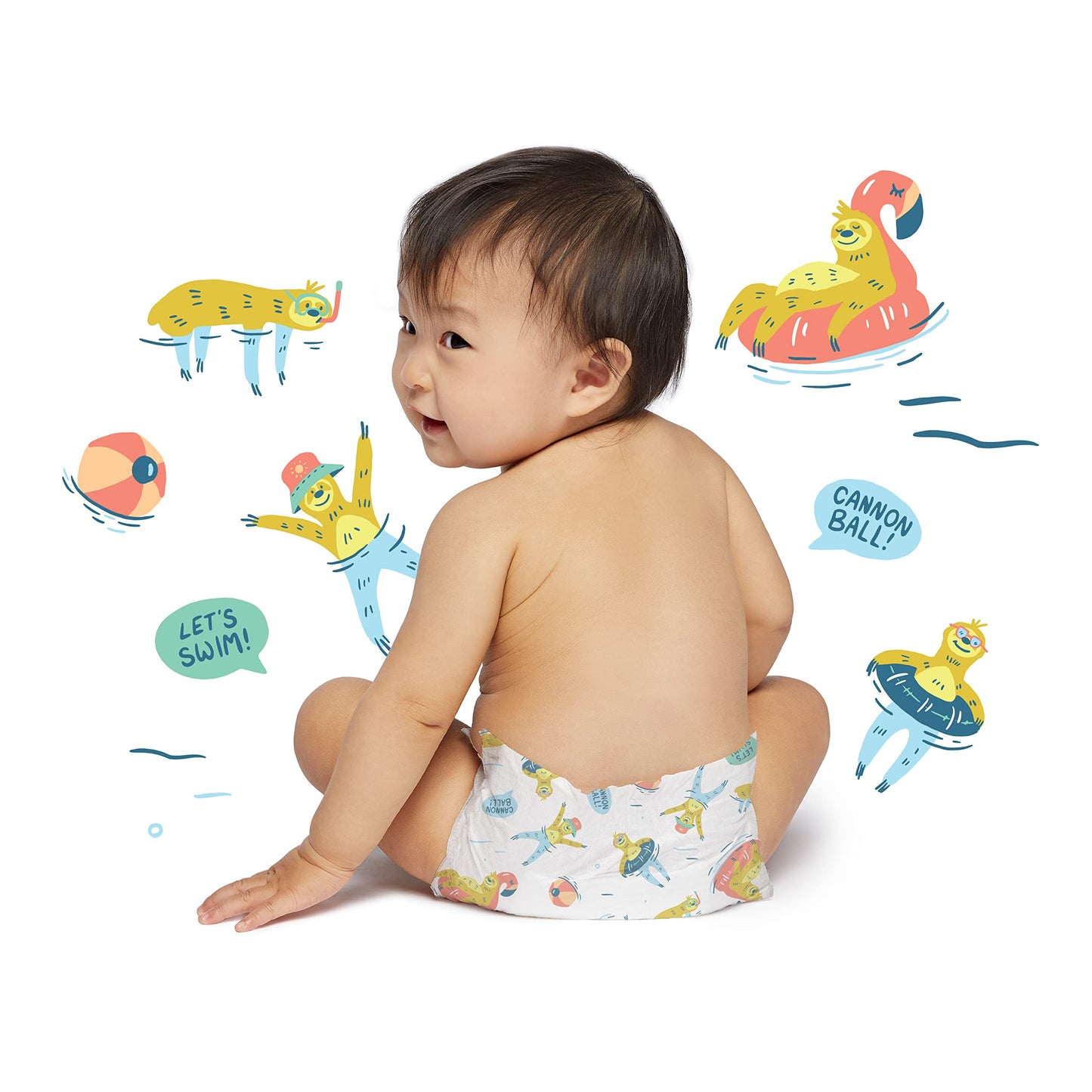 Hello Bello Premium Swim Diapers - Size S (16-28 lbs), Cute Extra-Bright Lobster Designs, 20 Count Jumbo Pack