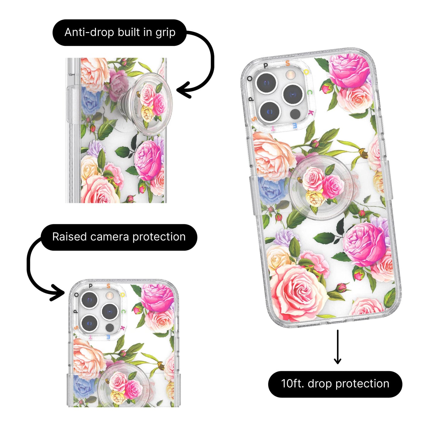 PopSockets: iPhone 12 Pro Max Case with Phone Grip and Slide, Phone Case for iPhone 12 Pro Max - Vintage Floral