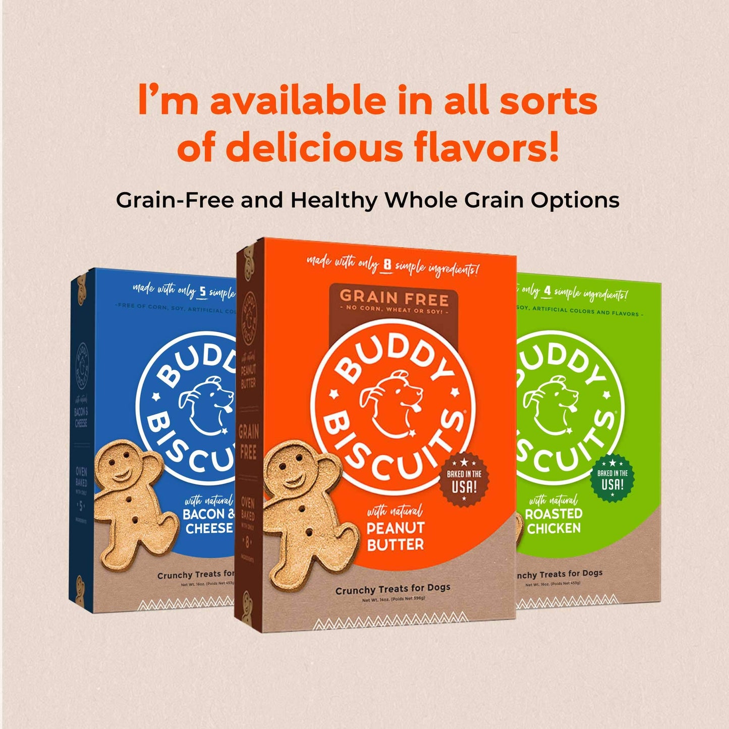 Buddy Biscuits Oven-Baked, Healthy Whole-Grain, Crunchy Treats for Dogs