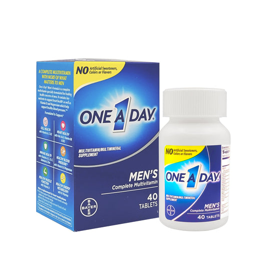 ONE A DAY Men’s Multivitamin, Supplement Tablet with Vitamin A, Vitamin C, Vitamin D, Vitamin E and Zinc for Immune Health Support, B12, Calcium & More, 40 Count (Pack of 1)