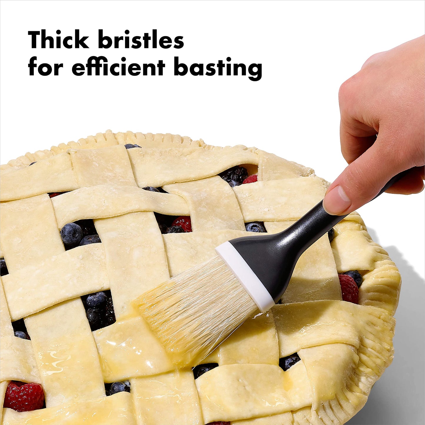 OXO Good Grips 1 1/2" Natural Pastry Brush | Natural Boar Bristles | Non-slip Grip | Dishwasher Safe | Ideal for Butter, Oil, and Baking
