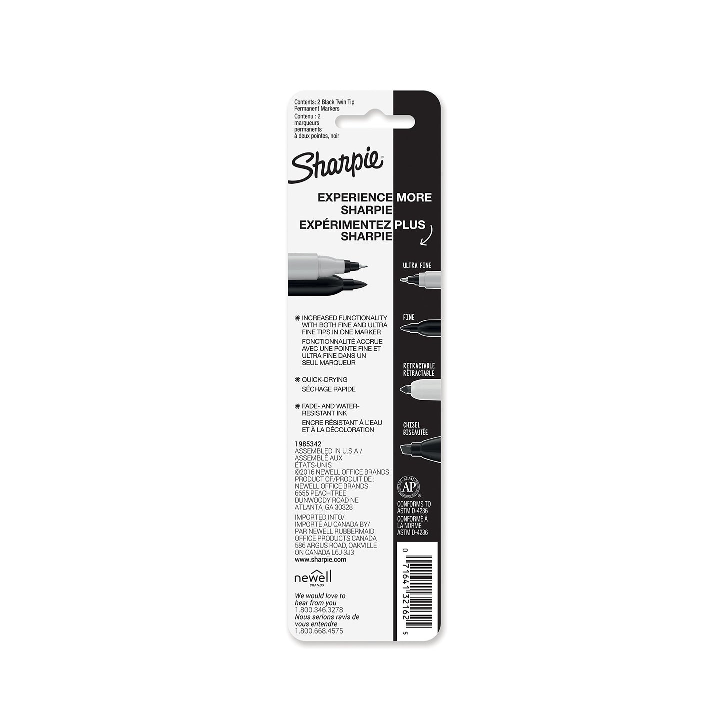 Sanford Sharpie Twin Tip Marker in Black (2 Pack) [Set of 6]