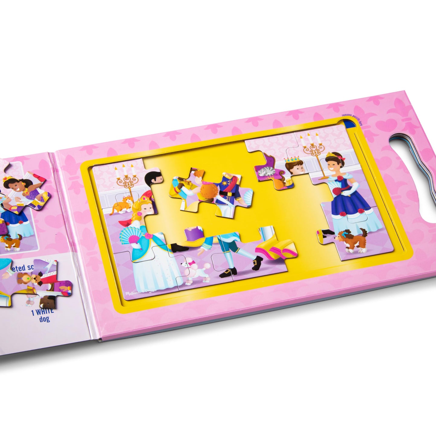 Melissa & Doug Take-Along Magnetic Jigsaw Puzzles Travel Toy Princesses, 1 EA, Pink/violet (2 15-Piece Puzzles)