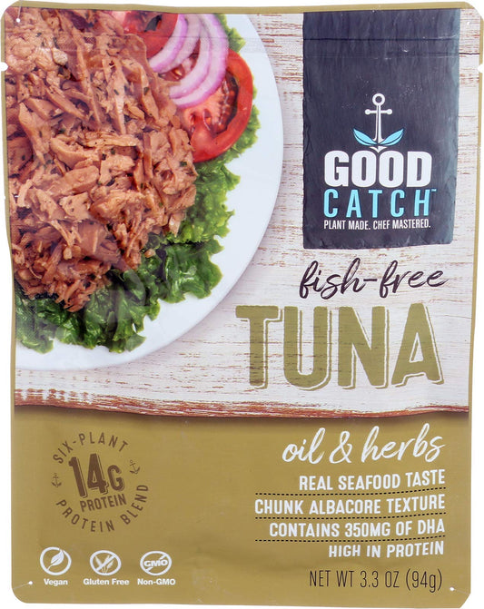 Good Catch Plant Based Fish Free Tuna - Oil & Herbs, 3oz Pouch, 3oz