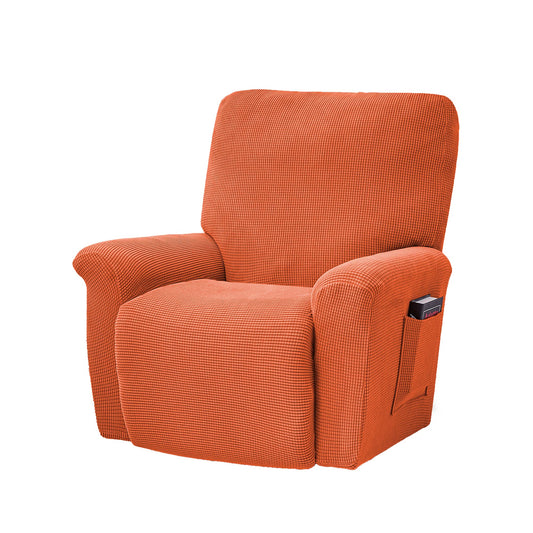 Jiviner Stretch Recliner Chair Covers, 4-Piece Soft Sofa Cover Single Seat Couch Cover Jacquard Recliner Slipcover with Pocket (Orange)