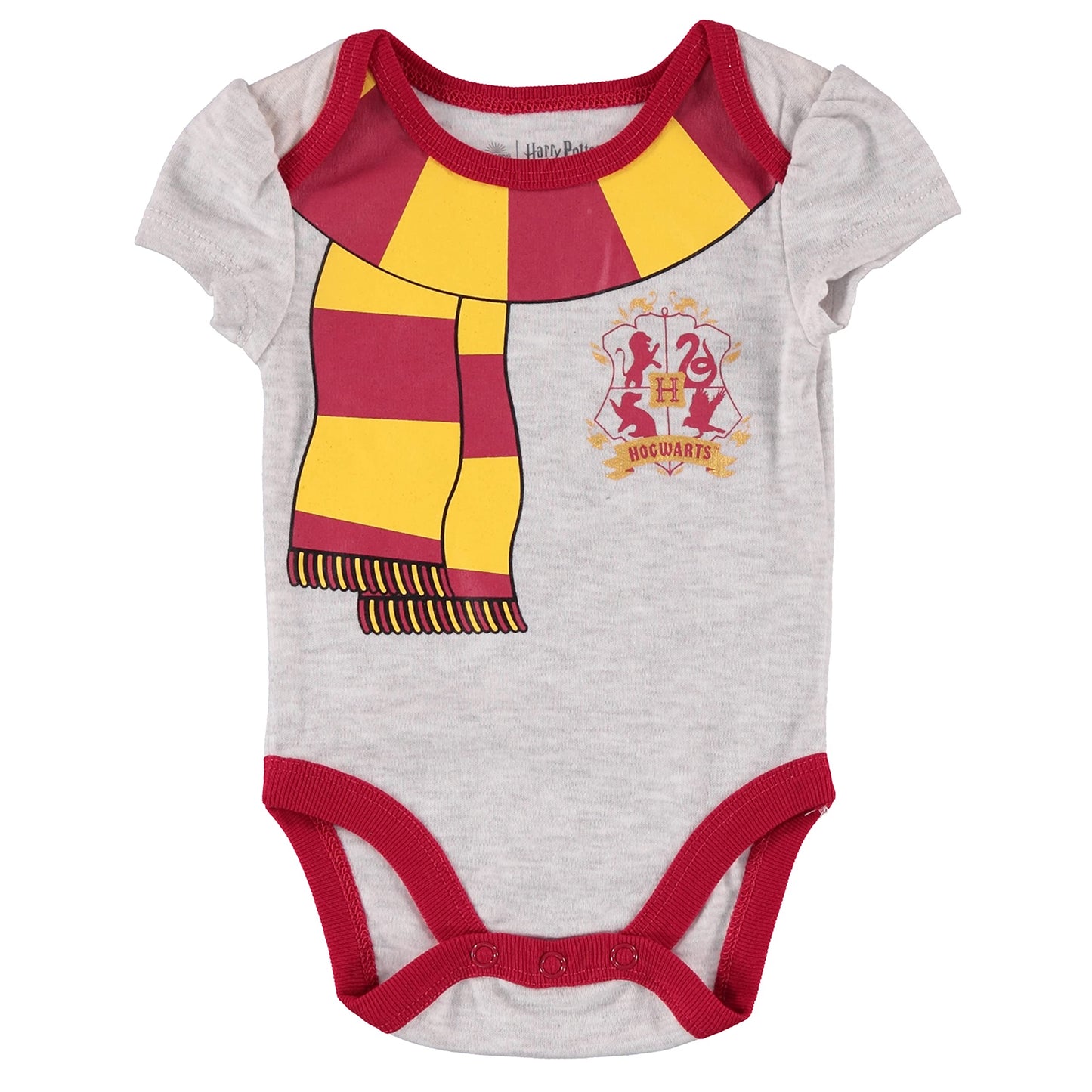 Harry Potter Baby Girls Bodysuit One Piece Three Pack Gifts for Baby Girls (Pink/White/Red, 6-9 Months)