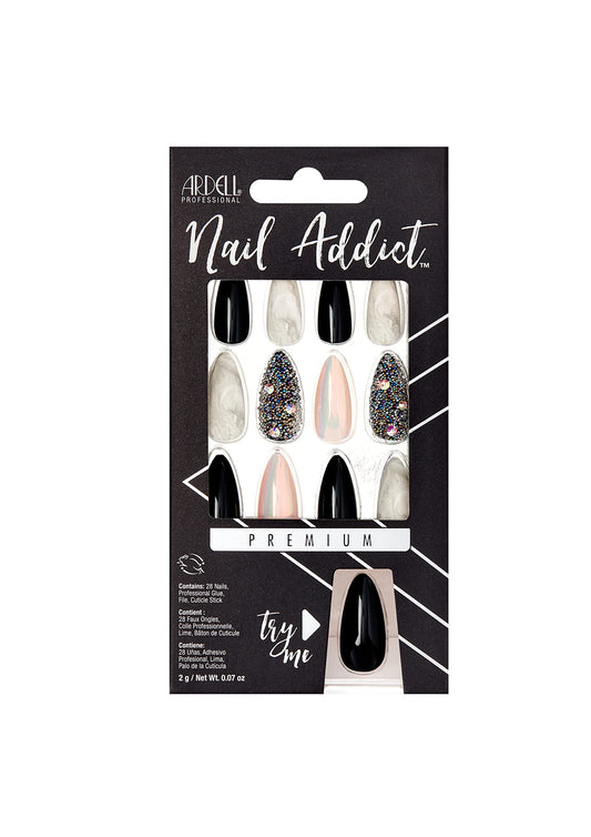 Ardell Nail Addict Premium Artificial Nail Set, Marble & Diamonds