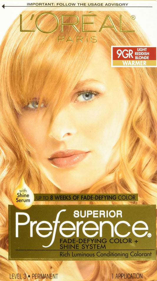 L'Oreal Paris Superior Preference Fade-Defying Color Plus Shine System, 9GR Light Golden Reddish Blonde
