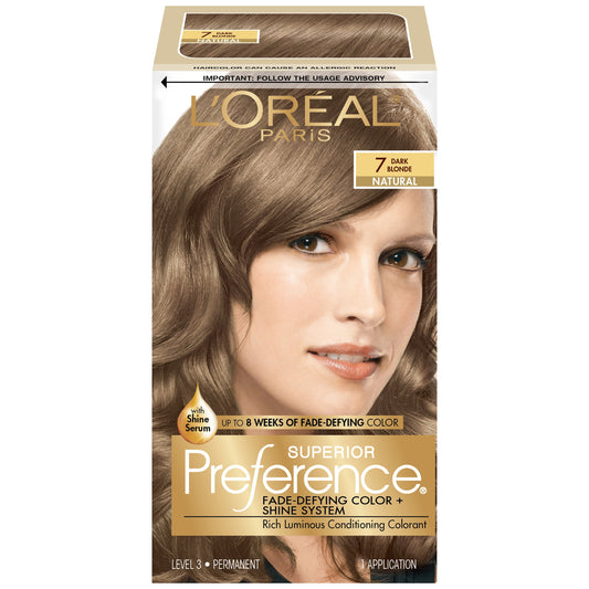 L'Oreal Paris Superior Preference Fade-Defying Color + Shine System, 7 Dark Blonde (Packaging May Vary)