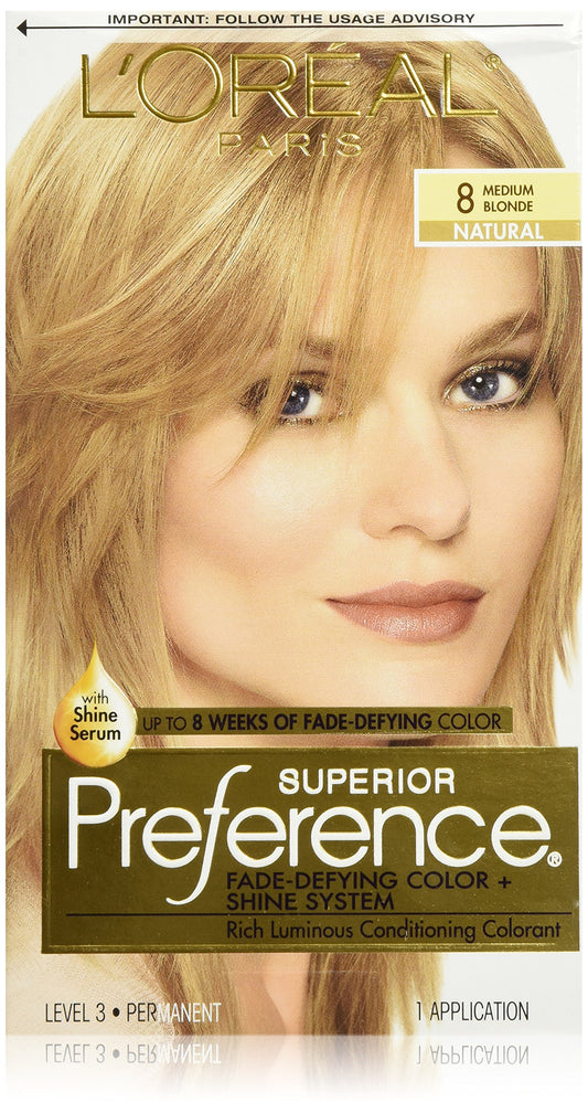 L'Oreal Paris Superior Preference Fade-Defying Color + Shine System, 8 Medium Blonde (Packaging May Vary)