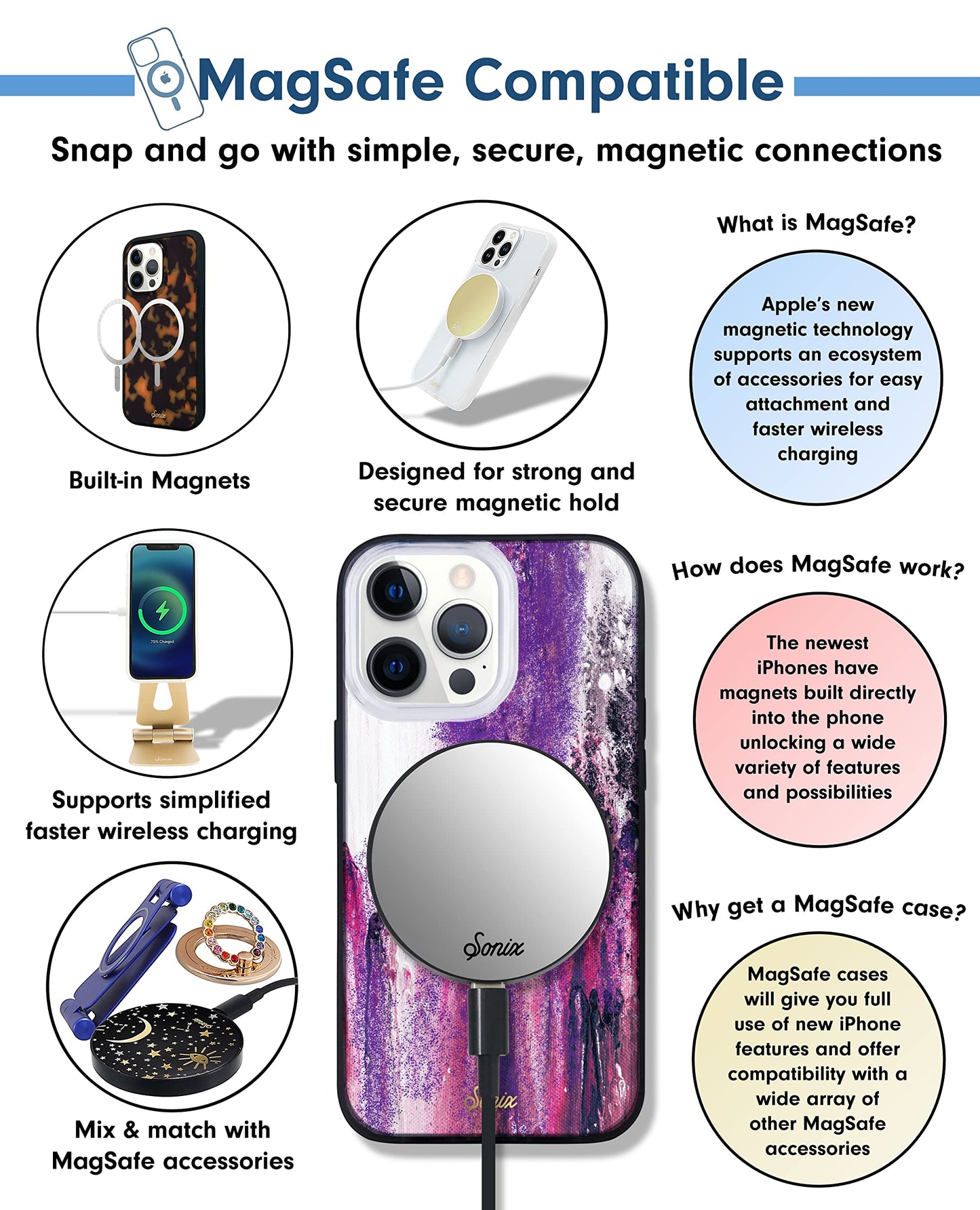 Sonix Phone Case for iPhone 13 Pro Max / 12 Pro Max | Compatible with MagSafe | 10ft Drop Tested | Purple Rain